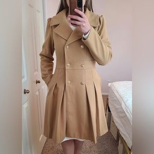 𝅺Women's Trench Coat Notch Lapel Double Breasted Khaki Size : Large